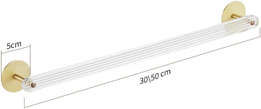 Towel Shelf Bar Acrylic Bath Hand Towel Bar Bathroom Wall Mounted Clear Acrylic Shower with Gold Base Lucite Restroom Wall Adhesive Drilled Mounted