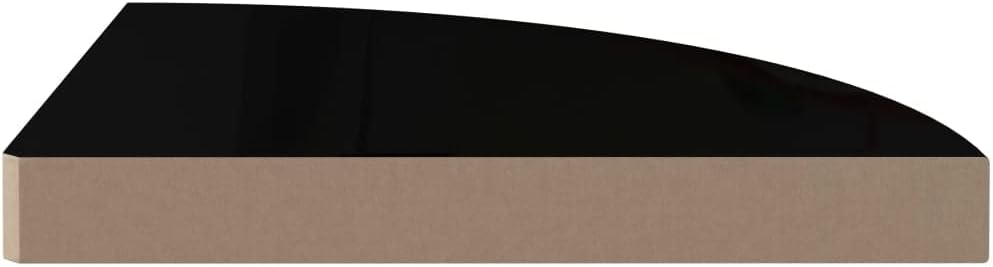 Floating Corner Shelf Set of 4 High Gloss Black 13.8 x 13.8 x 1.5 in Triangular Wall Shelves Honeycomb MDF Modern Display Space-Saving for Living Room Bedroom Office