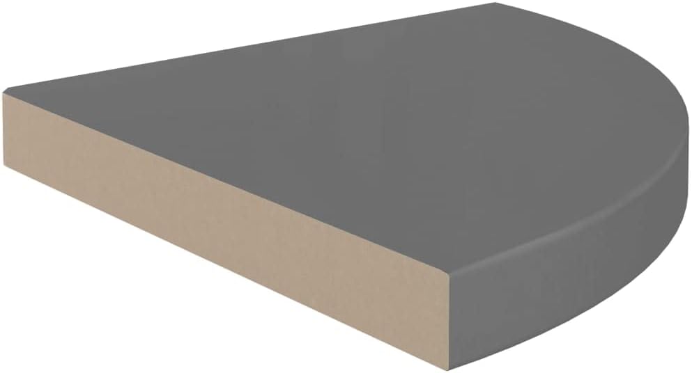 Set of 4 Floating Corner Shelves High Gloss Grey 13.8 in Triangular MDF Wall Mount Display Organizer for Living Room Bedroom Home Office