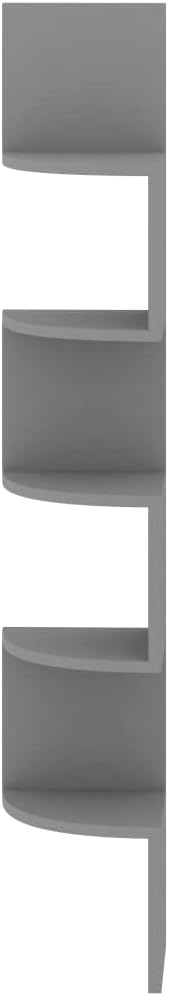 Wall Corner Shelf,Floating Shelves for Wall Storage,Hanging Book Shelves for Living Room, Bedroom, Office,Display Shelves,High Gloss Black 7.5'x7.5'x48.4' Chipboard (Grey 7.5' x 7.5'