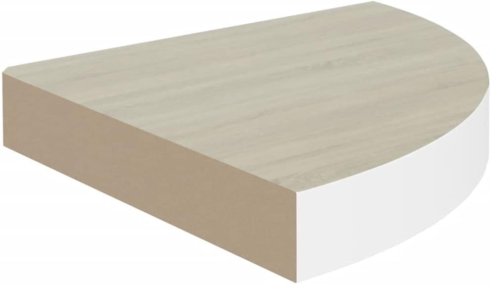 Corner Floating Shelves Wall Mounted,13.8 Inch Easy to Install Wall Corner Shelf,Wall Storage Shelves for Bedroom, Living Room, Bathroom, Kitchen, Office Concrete White (Brown & White 2 Pcs)