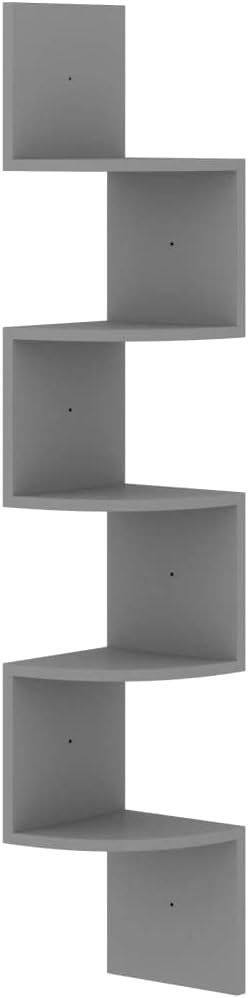 Wall Corner Shelf,Floating Shelves for Wall Storage,Hanging Book Shelves for Living Room, Bedroom, Office,Display Shelves,High Gloss Black 7.5'x7.5'x48.4' Chipboard (Grey 7.5' x 7.5'