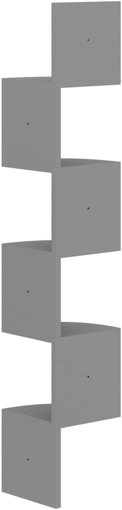Wall Corner Shelf,Floating Shelves for Wall Storage,Hanging Book Shelves for Living Room, Bedroom, Office,Display Shelves,High Gloss Black 7.5'x7.5'x48.4' Chipboard (Grey 7.5' x 7.5'