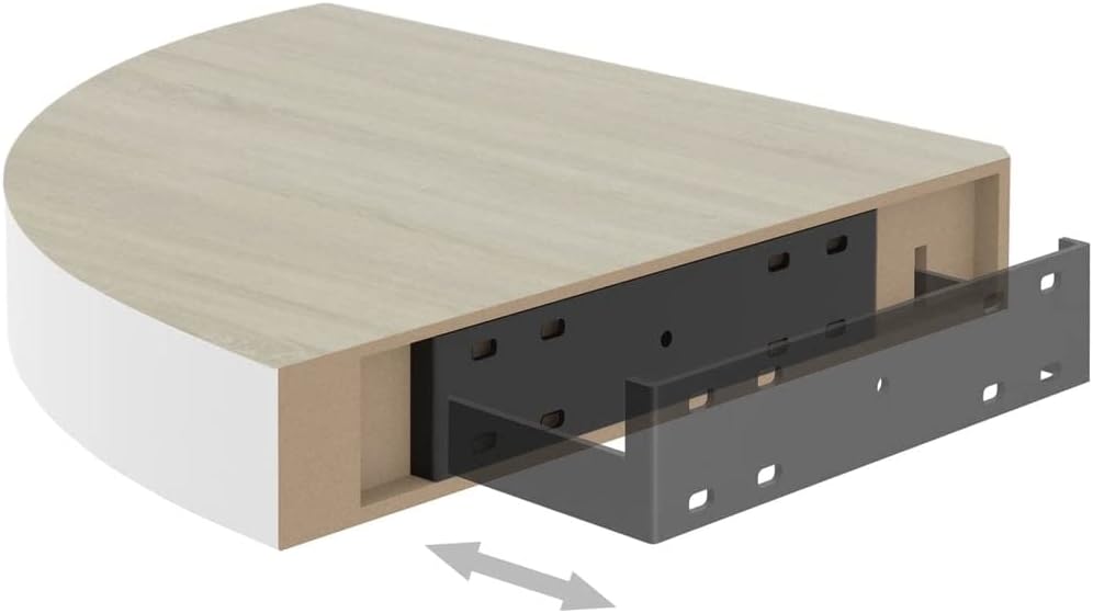 Corner Floating Shelves Wall Mounted,13.8 Inch Easy to Install Wall Corner Shelf,Wall Storage Shelves for Bedroom, Living Room, Bathroom, Kitchen, Office Concrete White (Brown & White 2 Pcs)