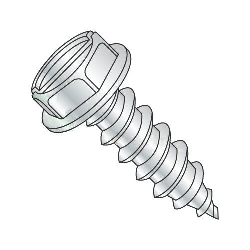 #14 x 3/4' Type A Self-Tapping Screws/Slotted/Hex Washer Head/Steel/Zinc (Carton: 3,000 pcs)