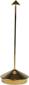 Zafferano, Pina Pro Lamp with Glossy Gold Finish, Rechargeable Cordless Table Lamp with Touch Controls, Usable as an Indoor Lamp, Dimmer, 2200-3000 K, Height 11.4 Inches