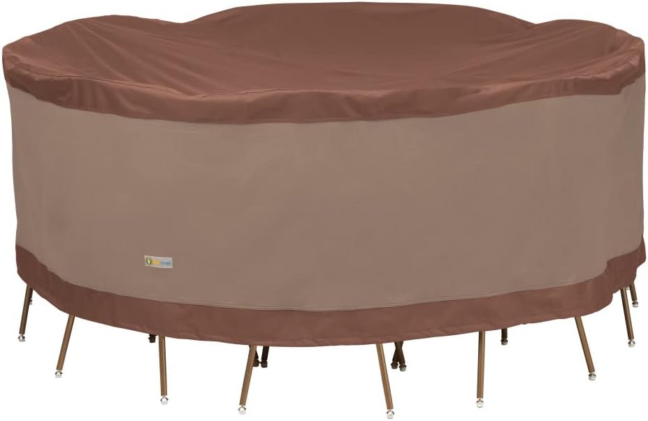 DUCKCOVERS Ultimate Water-Resistant 96 Inch Round Patio Table & Chair Set Cover, Outdoor Table Cover