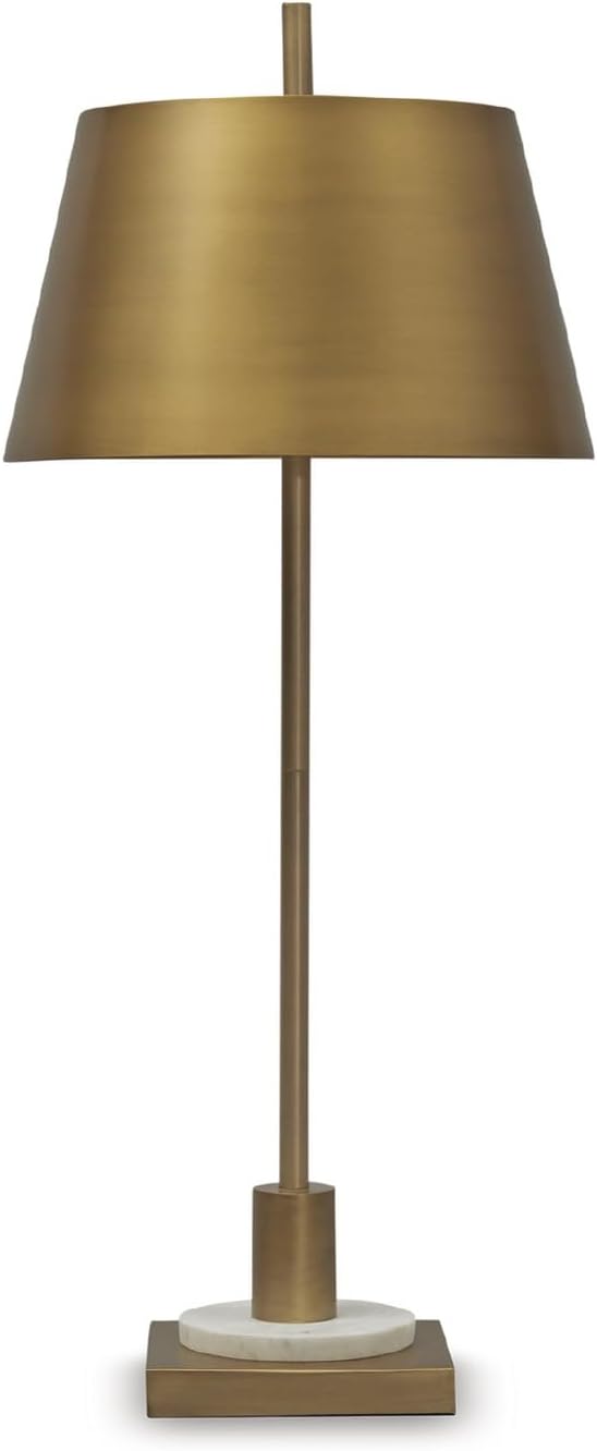 Signature Design by Ashley Fritzburn Industrial Metal Table Lamp with On/Off Switch, Metallic & White