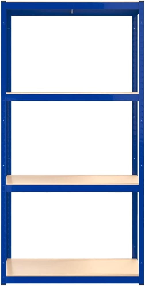 5-Layer Corner Shelf Industrial Racks Organizer for Living Room Garage Storage Racks Suitable for bedrooms, Living Rooms and Offices Silver Steel&Engineered Wood (Blue 4 Pcs)