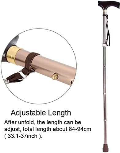 Walking Stick Walkers for Seniors Foldable Walking for Men, Women,Wooden Handle Foldable Elderly Safety Walking Stick Guide Blind Crutch Bronze Folding rollator Walker, Durable Mobility