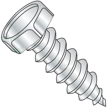 #14-10 x 3/4' Self Tapping Screws - Sheet Metal Screws, Type A, Steel, Zinc Plating, Indented Hex Head, Unslotted (Quantity: 1700 pcs)