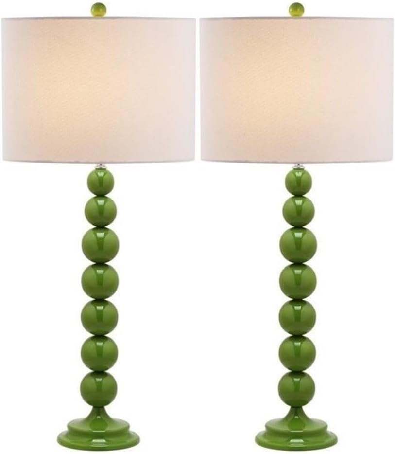 SAFAVIEH Lighting Collection Jenna Modern Contemporary Green Stacked Ball 32-inch Bedroom Living Room Home Office Desk Nightstand Table Lamp Set of 2 (LED Bulbs Included)
