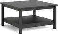Pemberly Row Coffee Table, Black Matte Finish, Engineered Wood, 31.89' W x 31.89' D x 17.72' H, Modern-Traditional Style, Fixed Shelf, Living Room or Office Table for Storage and Display