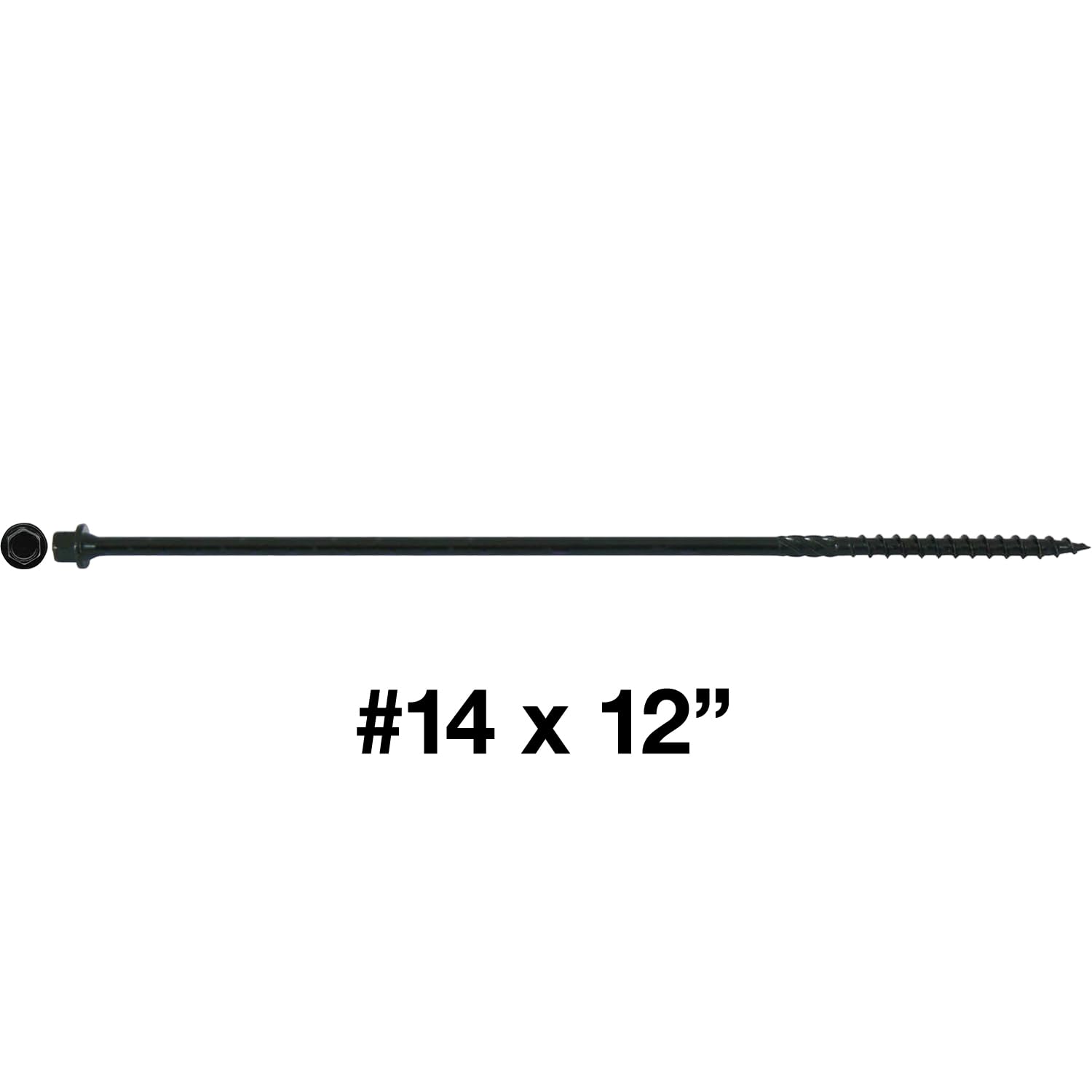 Jake Sales #14 X 12 Heavy Duty Black Timber/Log/Landscaping Wood Screws - Exterior Coated Heavy Duty Screws. 1 x 50 Count Box - 50 Screws