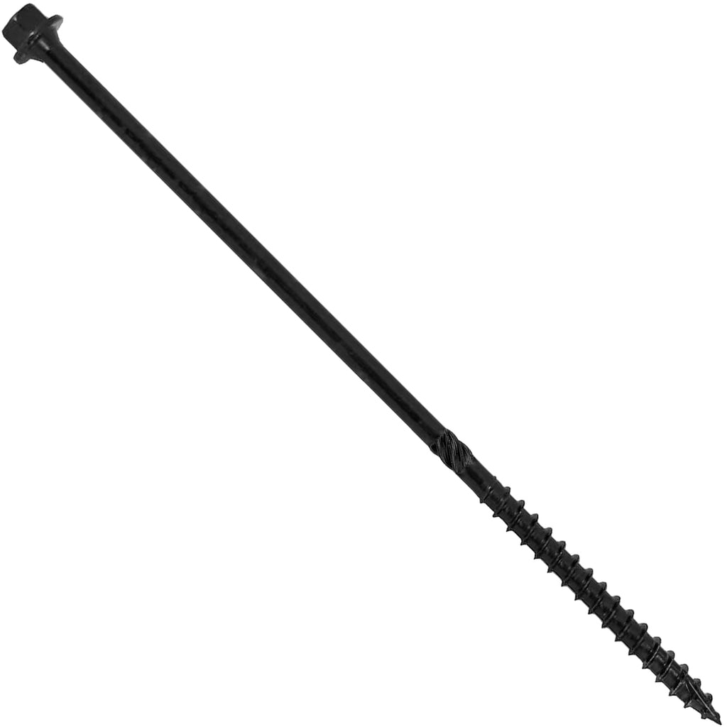 Jake Sales #14 X 7 Heavy Duty Black Timber/Log/Landscaping Wood Screws - Exterior Coated Heavy Duty Screws. 10 x 50 Count Boxes - 500 Screws