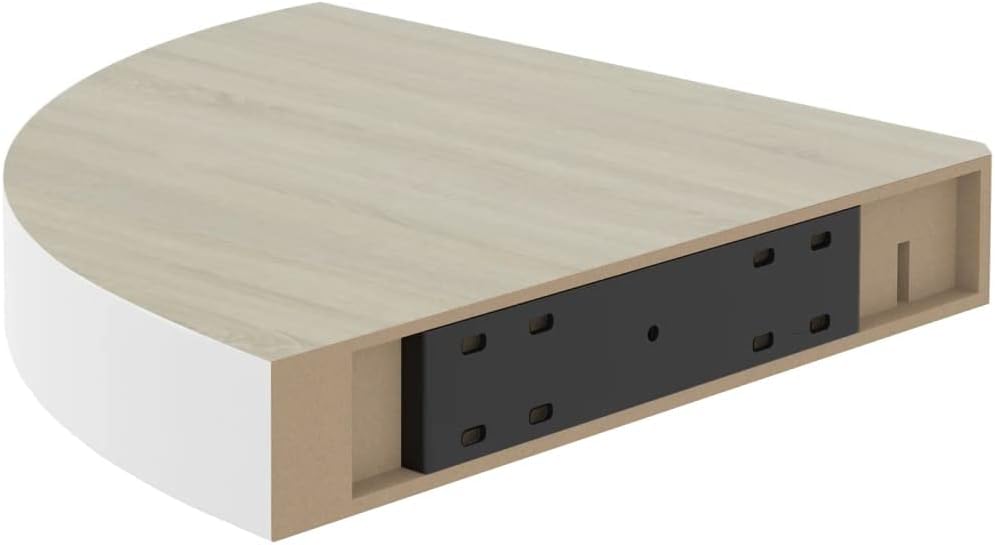 Corner Floating Shelves Wall Mounted,13.8 Inch Easy to Install Wall Corner Shelf,Wall Storage Shelves for Bedroom, Living Room, Bathroom, Kitchen, Office Concrete White (Brown & White 2 Pcs)