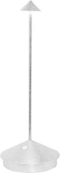 Zafferano, Pina Pro Lamp with Silver Leaf, Rechargeable Cordless Table Lamp with Touch Controls, Usable as an Indoor Lamp, Dimmer, 2200-3000 K, Height 11.4 Inches