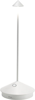 Zafferano, Pina Pro Lamp, Rechargeable Cordless Table Lamp with Touch Controls, Suitable for Indoor and Outdoor, Dimmer, 2200-3000 K, Height 11.4 Inches, White Color