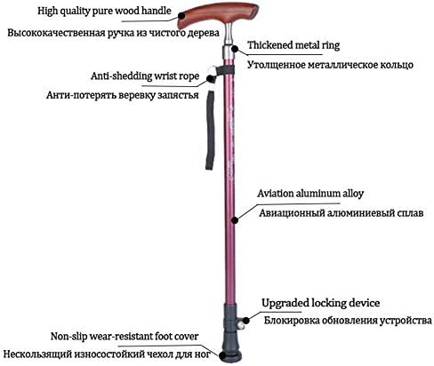 Canes Walkers for Seniors Rollator Walker, Walking Cane - Adjustable Walking Stick - Crutches - Lightweight Aluminum Offset Cane with Handle and Wrist Strap - Ideal Daily Living Aid for Limited Mo