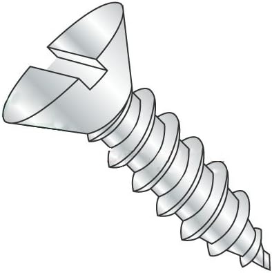 #12-14 x 3/4' Self Tapping Screws - Sheet Metal Screws, Type AB, Steel, Zinc Plating, Flat Head, Slotted Drive (Quantity: 3500 pcs)