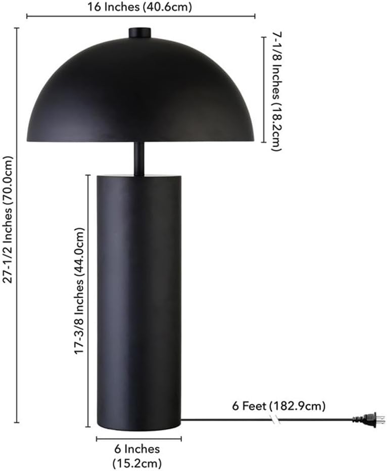 York 27' Tall Table Lamp with Metal Shade in Blackened Bronze/Blackened Bronze
