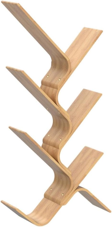 6-Tier Floor Bamboo Tree Bookshelf, Modern Standing Bookcase Office Book Storage Creative Curved Rack Organizer Shelves, Book Shelf Space Saver for Home Living Room Corner Bedroom