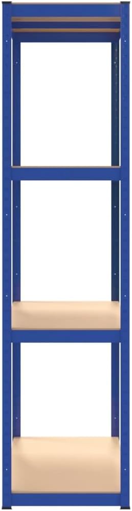 5-Layer Corner Shelf Industrial Racks Organizer for Living Room Garage Storage Racks Suitable for bedrooms, Living Rooms and Offices Silver Steel&Engineered Wood (Blue 4 Pcs)
