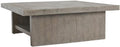 Pemberly Row 50' Square Wood Coffee Table, Antique Gray Finish, Reclaimed Wood Frame with Concrete Laminate Top, Open Shelf Design, Transitional Style Living Room Centerpiece or Storage Table