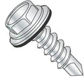 1/4'-14 x 1-1/4' Self Drilling Screws Hex Washer Head Bonded Sealing Washer (Quantity: 1500 pcs) Steel, Zinc Plating, Indented Unslotted Head