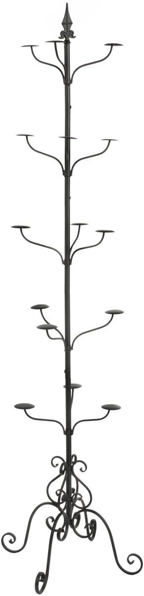 Displays2go Wrought Iron Hat and Coat Rack, Rotates, Total of 31 Hooks, Multi-Tiered, Black, 73' H x 20' W x 20' D