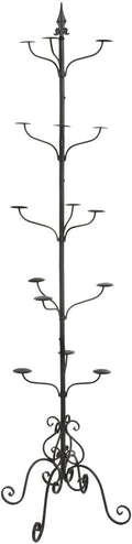 Displays2go Wrought Iron Hat and Coat Rack, Rotates, Total of 31 Hooks, Multi-Tiered, Black, 73' H x 20' W x 20' D