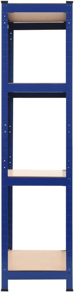 5-Layer Corner Shelf Industrial Racks Organizer for Living Room Garage Storage Racks Suitable for bedrooms, Living Rooms and Offices Silver Steel&Engineered Wood (Blue 31.5' x 15.7