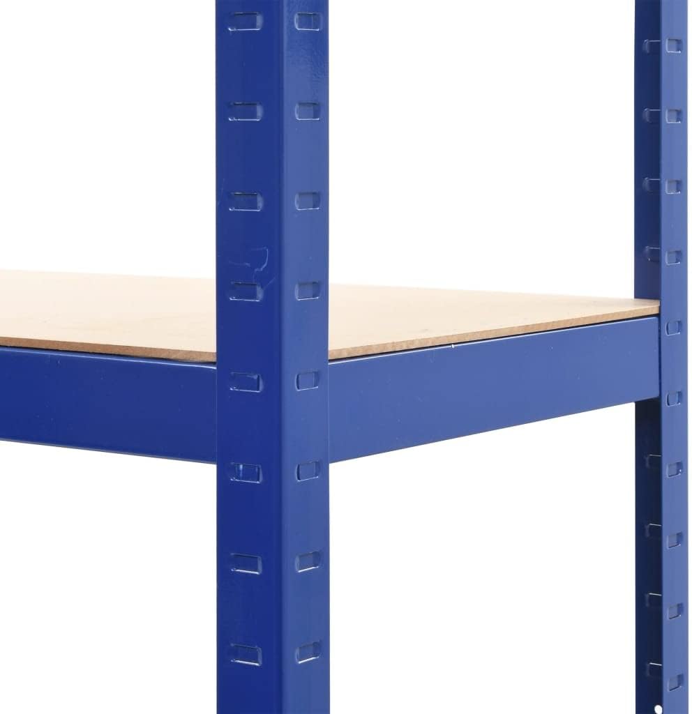 5-Layer Corner Shelf Industrial Racks Organizer for Living Room Garage Storage Racks Suitable for bedrooms, Living Rooms and Offices Silver Steel&Engineered Wood (Blue 31.5' x 15.7