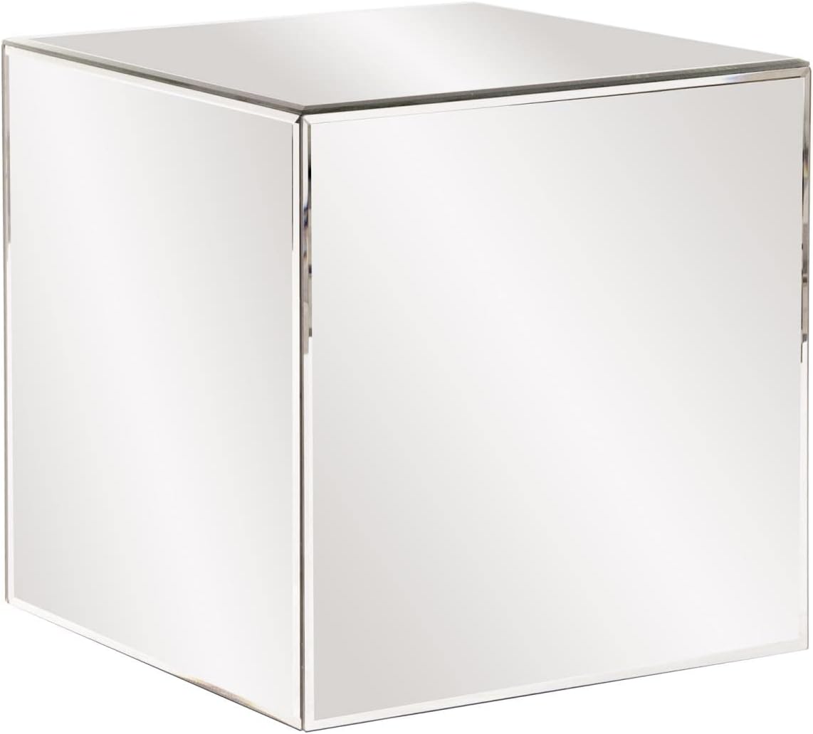 Howard Elliott Collection Mirrored Finish Silver Cube Table Centerpiece, Showpeice Coffee Table, Home Decor Accessories Furniture for Bedroom, Livingroom, 16 x 16 x 16 Inch