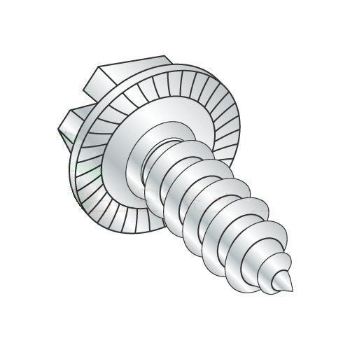 #14 x 3/4' Type A Self-Tapping Screws/Slotted/Serrated Hex Washer Head/Steel/Zinc/Serrations Under Head (Carton: 3,000 pcs)