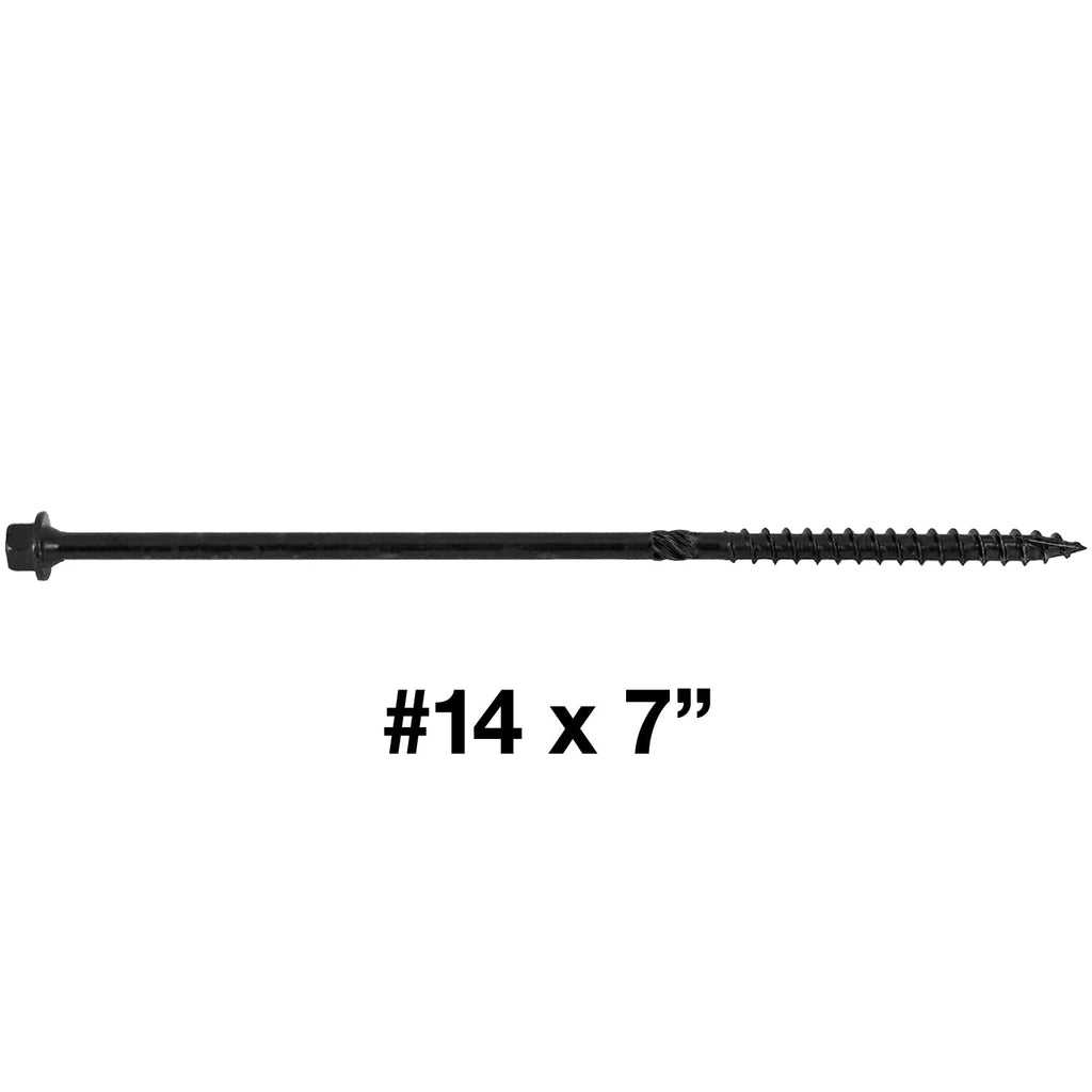 Jake Sales #14 X 7 Heavy Duty Black Timber/Log/Landscaping Wood Screws - Exterior Coated Heavy Duty Screws. 10 x 50 Count Boxes - 500 Screws