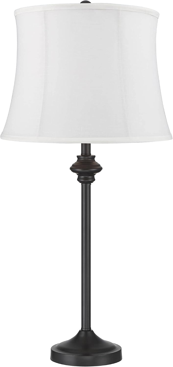 360 Lighting Lynn Modern Industrial Buffet Table Lamps 26' Tall Skinny Set of 2 Dark Bronze Brown Metal White Fabric Softback Drum Shade for Living Room House Home Dining Office Entryway Family