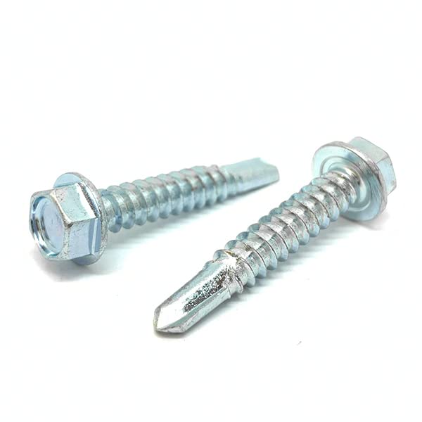 (3300 Pieces) #12-14x3/4 Unslotted Hex Washer Self Drilling Screws Zinc