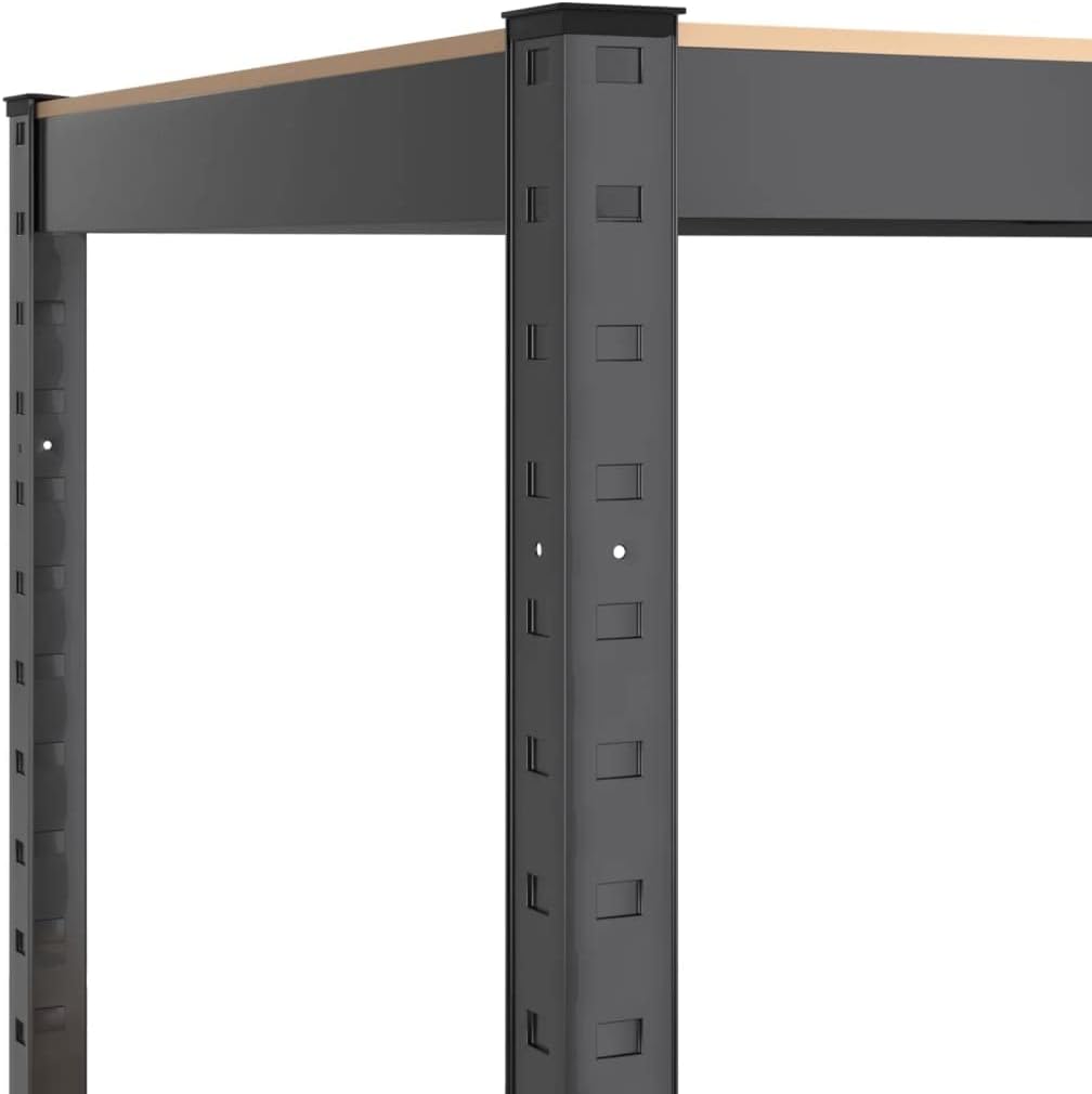 5-Layer Corner Shelf Industrial Racks Organizer for Living Room Garage Storage Racks Suitable for bedrooms, Living Rooms and Offices Silver Steel&Engineered Wood (Anthracite 29.5' x 11.8'