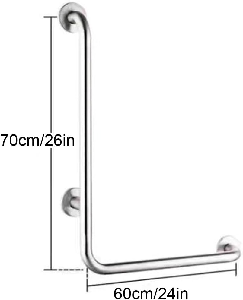 Shower Grab Bars, L Shaped Stainless Steel Bathtub Safety Rail for Elderly and Disabled Assistance in Daily Living (70X60cm/26x24in)