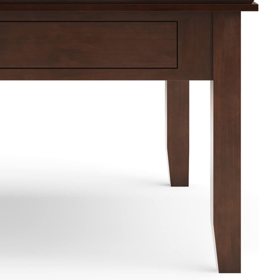 SIMPLIHOME Artisan Square Coffee Table - 36 inch Wide Solid Wood Transitional Cocktail Table in Russet Brown, Classic Living Room Table with Slatted Open Shelf and Contemporary Framed Top Design
