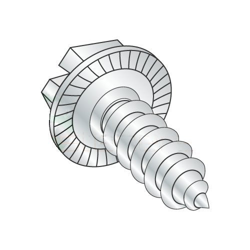 #14 x 3/4' Type AB Self-Tapping Screws/Slotted/Serrated Hex Washer Head/Steel/Zinc/Serrations Under Head (Carton: 3,000 pcs)