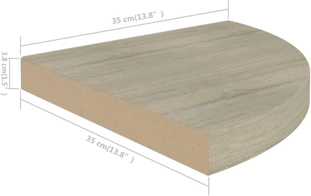 Corner Floating Shelves Wall Mounted,13.8 Inch Easy to Install Wall Corner Shelf,Wall Storage Shelves for Bedroom, Living Room, Bathroom, Kitchen, Office Concrete White (Brown 1 Pcs)