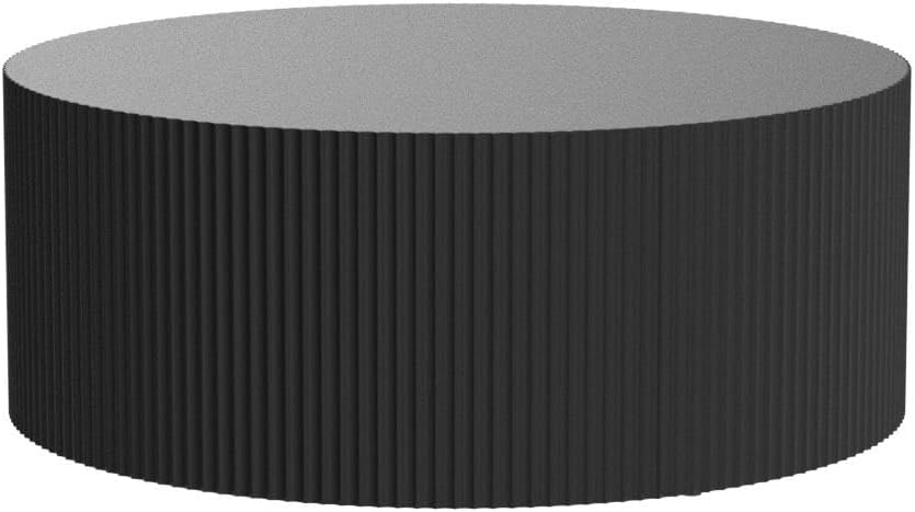WILLIAMSPACE 35.43' Round Coffee Table, Matte Black Wooden Coffee Table for Living Room, Modern Luxury Side Tables Accent End Table for Apartment, ø35.43 * 13.78H (Black-Round)