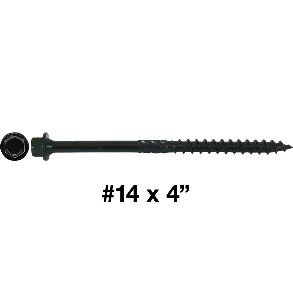 Jake Sales #14 X 4 Heavy Duty Black Timber/Log/Landscaping Wood Screws - Exterior Coated Heavy Duty Screws. 9 x 5 Pound Boxes - ~1,215 Screws