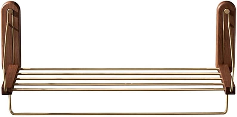 LSLYTQ Towel Rail Rack Towel Rack, Bathroom Towel Holder, Bathroom Shelf, Wall-Mounted Brass Storage Rack, Perforated Solid Wood Towel Bar for Bathroom Kitchen