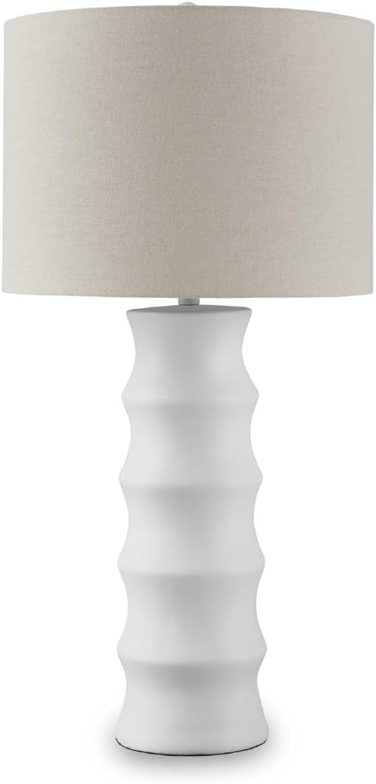 Signature Design by Ashley Veraleigh Transitional Polyresin Table Lamp with 3-Way Switch, White