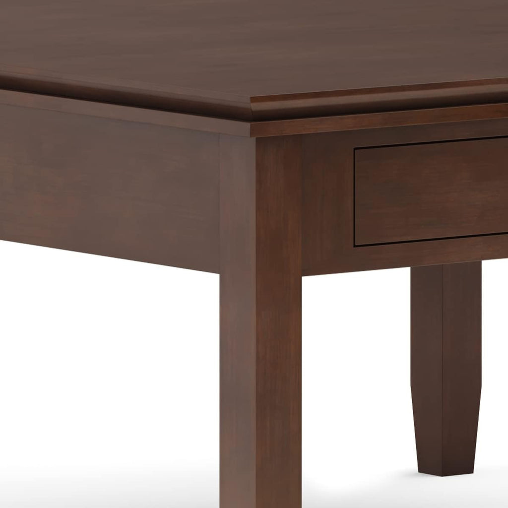 SIMPLIHOME Artisan Square Coffee Table - 36 inch Wide Solid Wood Transitional Cocktail Table in Russet Brown, Classic Living Room Table with Slatted Open Shelf and Contemporary Framed Top Design