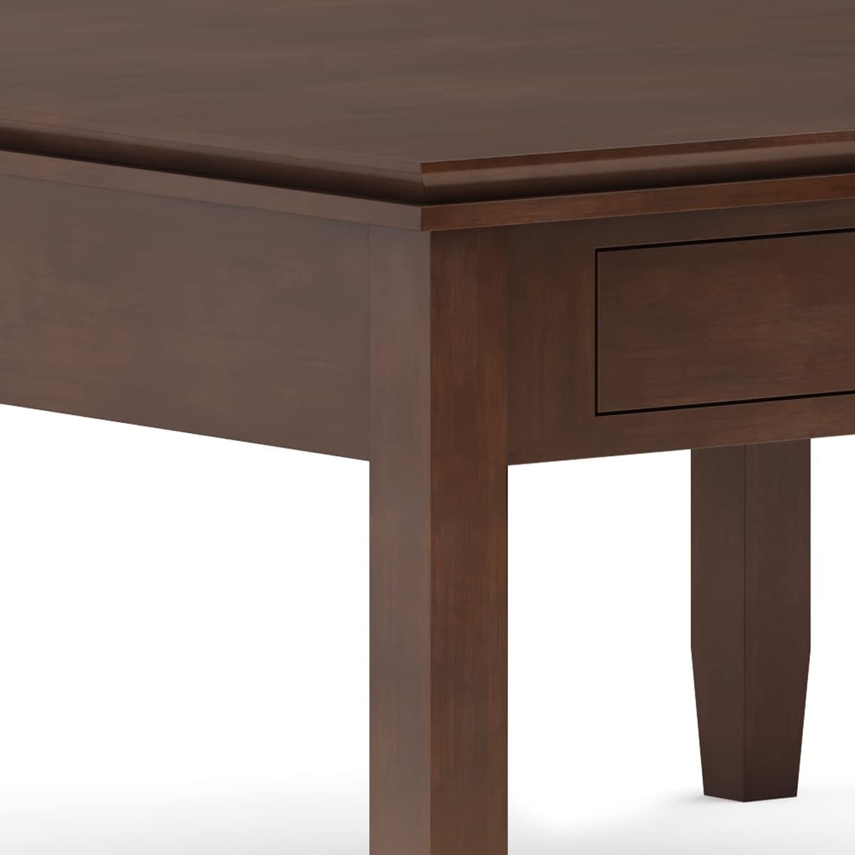 SIMPLIHOME Artisan Square Coffee Table - 36 inch Wide Solid Wood Transitional Cocktail Table in Russet Brown, Classic Living Room Table with Slatted Open Shelf and Contemporary Framed Top Design