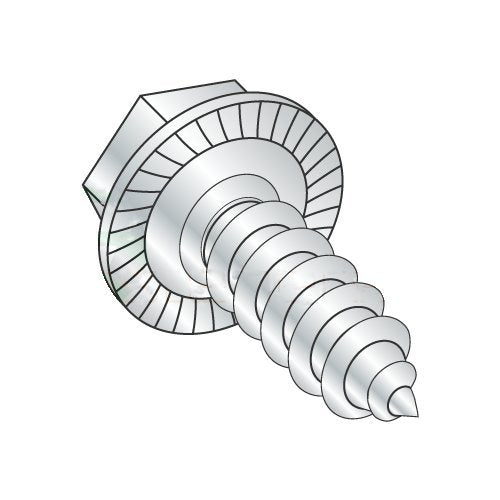 #14 x 3/4' Type AB Self-Tapping Screws/Unslotted/Hex Washer Head/Steel/Zinc/Serrated/Serrations Under Head / 7/16 Head (AF) (Carton: 2,500 pcs)